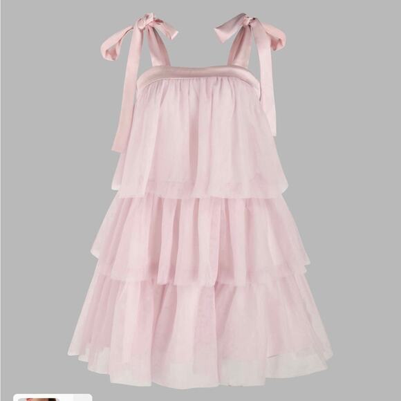 Cider Light Pink MESH U-NECKLINE TIERED BOWKNOT MINI DRESS Size XL NWT - Picture 4 of 12